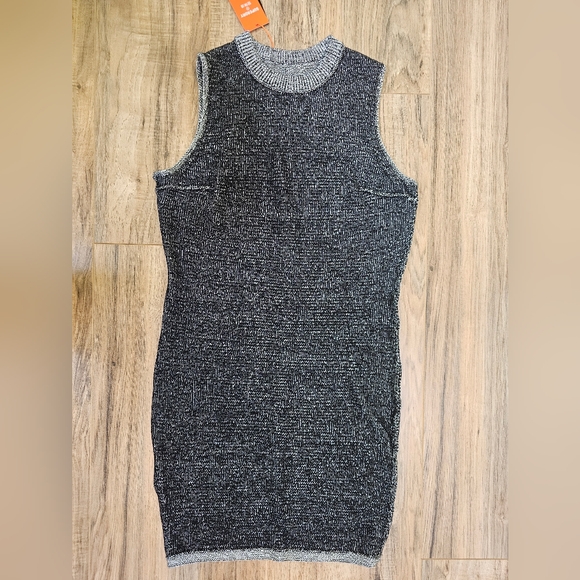 New Superdry Metallic Knit Mini Dress in GUNMETAL METALLIC - Picture 10 of 15